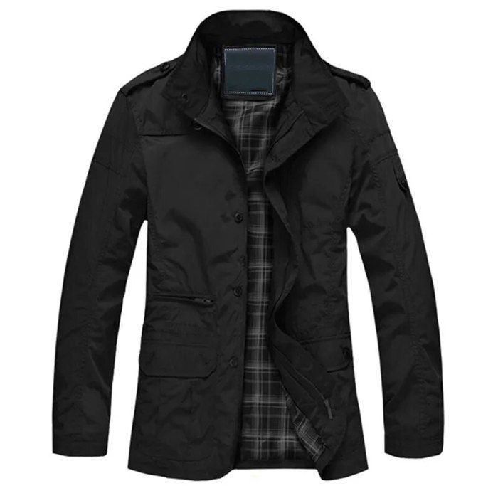 Veste longue pour hommes grande taille M 5XL Printemps Automne Coupe Vent Noir D5053 Blanc Cdiscount Pret a Porter
