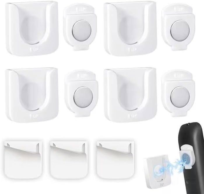 Support Mural Magnétique Pour Télécommande - Lot De 4, Installation Sans Perçage - Noir Et Blanc, Pour TV, Clim, Ventilateur - 10