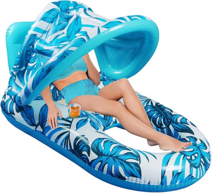 Chaise de piscine gonflable 2 personnes - Matelas gonflable de Luxe avec dossier