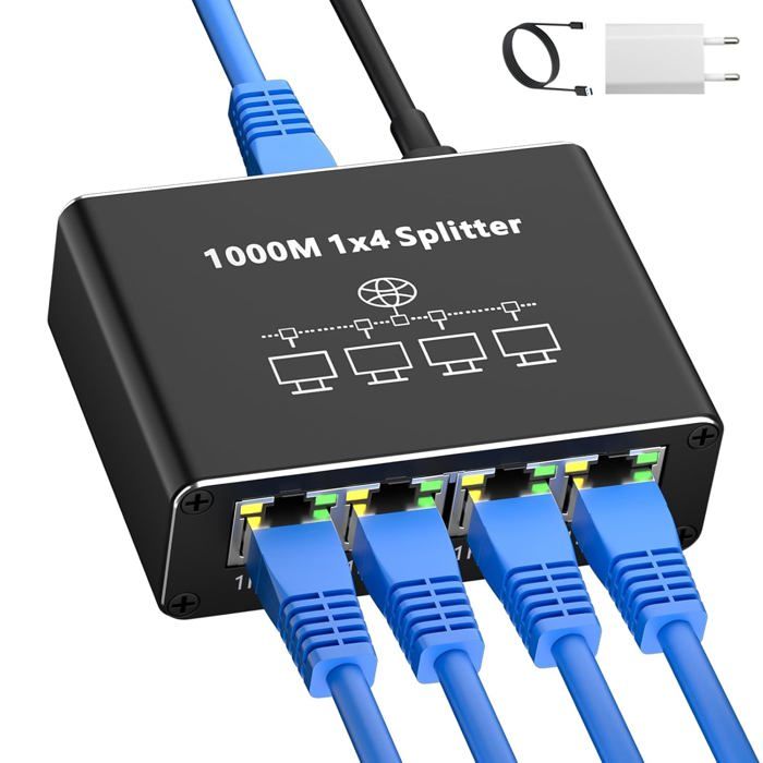Switch Rj45 4 Ports 1000Mbps Switch Ethernet, Hub Rj45 Multiprise ...