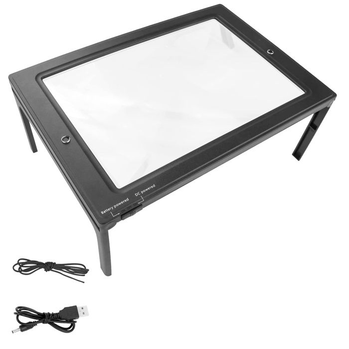 Loupe Lumineuse Rechargeable 10x – Grand Cadre 11.2 Cm, 30 LED 3 Modes, Batterie 1000mAh, Poignée Antidérapante, Idéale Lecture & Loisirs