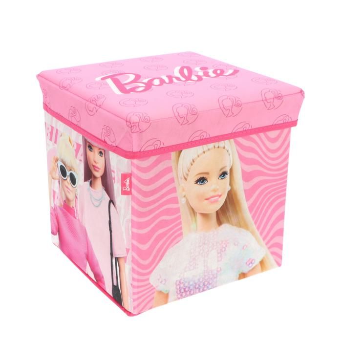 Pouf Coffre de rangement à jouets Barbie chambre enfant banc poupée malle Box Bac