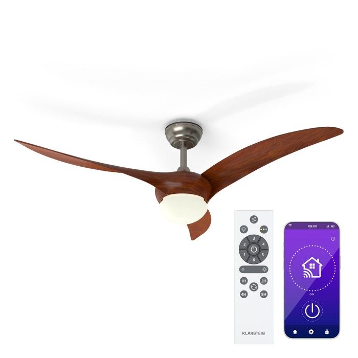 Blumfeldt Monteverde Ventilateur de plafond smart Contrôle avec app Minuteur Débit dair : 9876m³/h Télécommande Noyer - Blumfeldt
