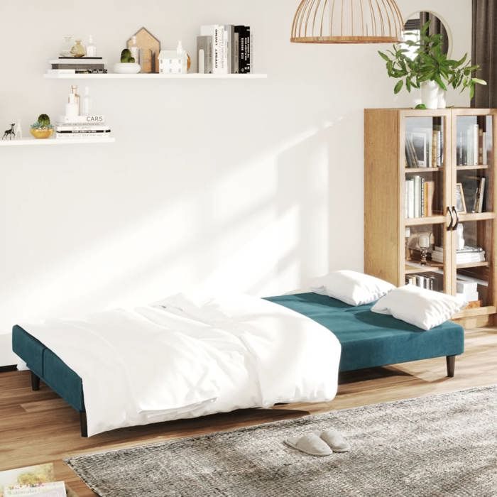 Remise CLIC-CLACCanapé Lit Convertible  à 2 places Bleu Velours JILIMAISON2025 52353938