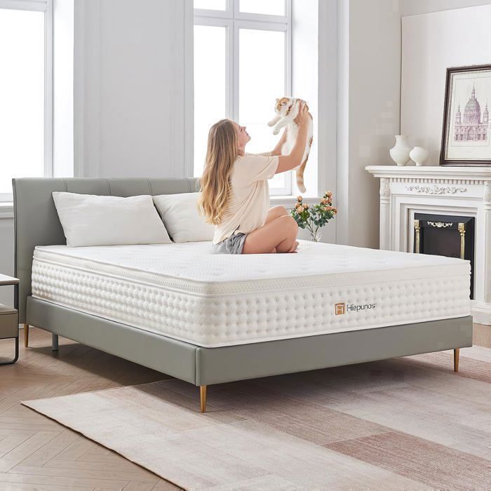 Hiepunos Matelas 90x190 cm Épaisseur 26cm Matelas à Ressorts Ensachés