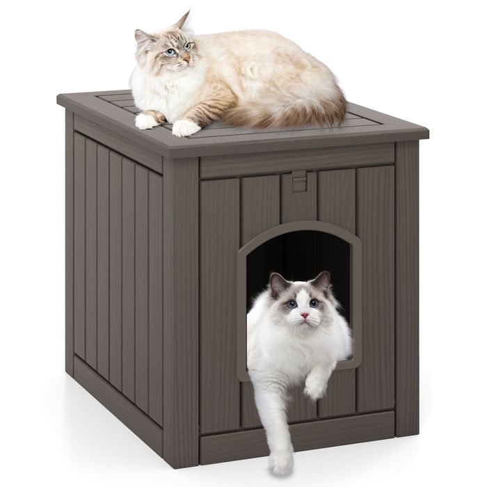 Maison pour Chat dIntérieur Extérieur COSTWAY Porte dEntrée Basculante Plancher Surélevé Abri Imperméable pour Chiots Gris Maison pour Chat dIntérieur Extérieur COSTWAY Porte dEntrée Basculante Plancher Surélevé Abri Imperméable pour Chiots Gris