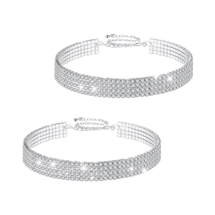 Chaînes cheville strass - 2 pièces scintillantes réglables - Convient pour femmes/filles plage Étiquette