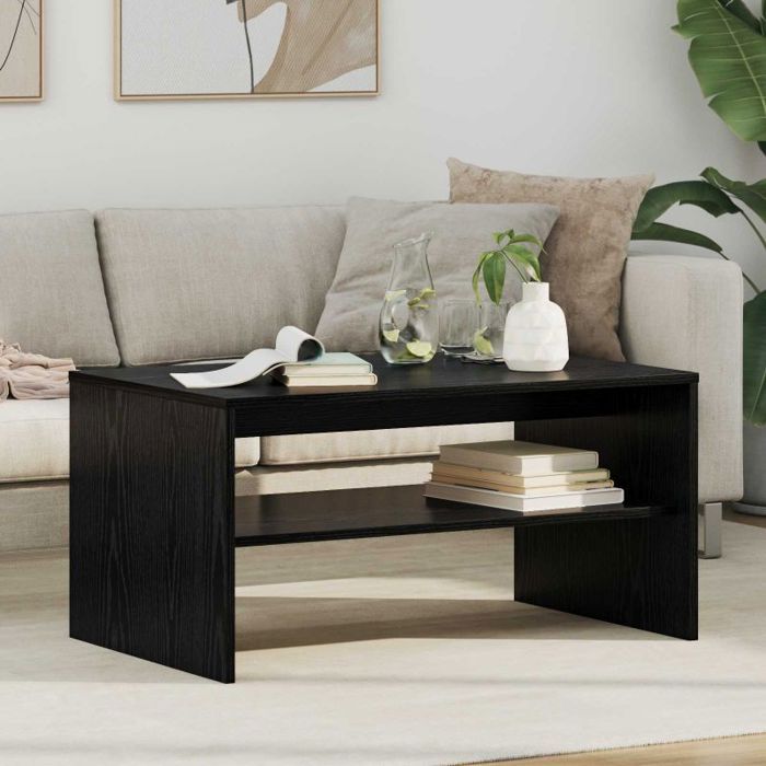 VIDAXL Table basse rectangulaire 80 x 50 x 40 cm Chêne noir - Bois dingénierie étagères intégrées