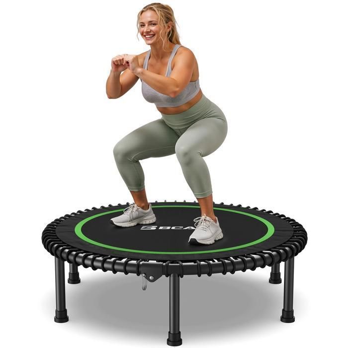 Trampoline - FED FITNESS - Adulte 204kg - 102cm - élastiques - pliable/stable/silencieux intérieur/jardin - sans poignée