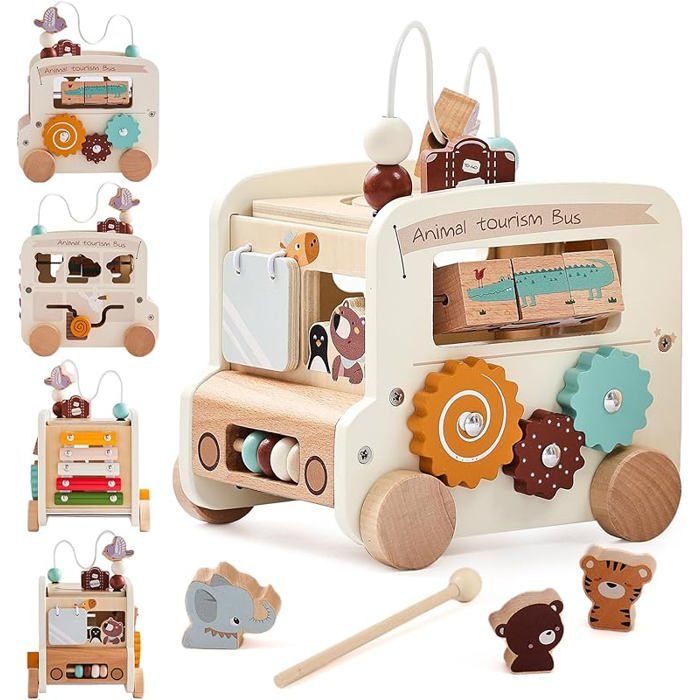 Cube de motricité à partir de 1 an | Jouet de motricité à partir de 1 an | Cube d'activité en bois à emboîter pour bébé à partir de 12 à 18