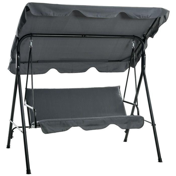 Juskys Balançoire Hollywood 3 Places Avec Toit Et Coussin - Banc Balançoire Jardin Jusqu'à 200 Kg - Noir