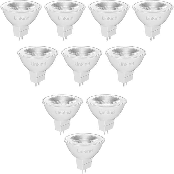 Liind Ampoules LED GU5.3 MR16 12V 5W Equivalent à 50W Lampe Traditionnelle Blanc Chaud 10 count Non Dimmable - 2700k Blanc Chaud
