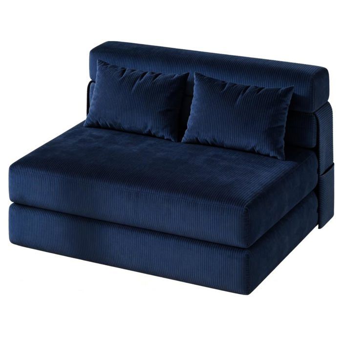 Canapé-lit 4-en-1 multifonction convertible en lit avec coussin design capitonné pour salon chambre ou les petits espaces Bleu