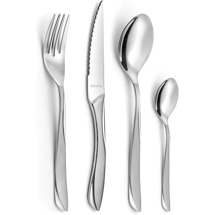 Ménagère Eclat Styl 24 couverts inox 18/0 pour 6 personnes finition miroir et sablée épaisseur 25mm