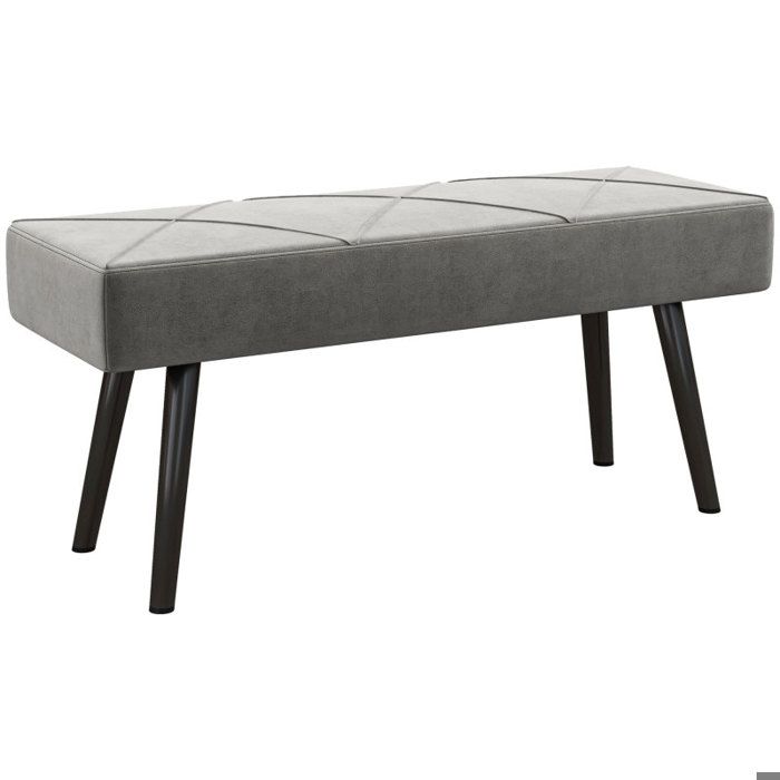 Banc de Lit Rembourré en Velours Bout de Lit avec Pieds en Acier 100x36x45cm Gris