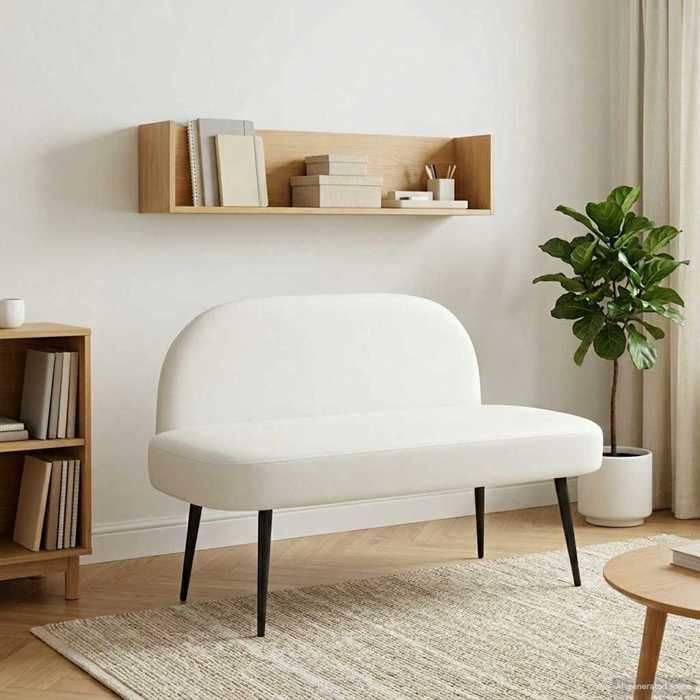 Banc rembourré(rectangulaire）- Maximum 110 kg par siège - Banc banquette avec dossier Blanc 110x60x76 cm Simili cuir wqj61b