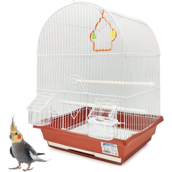 Cage à Oiseaux pour Canaris Mangeoire Abreuvoir et Balançoire Cage Métallique pour Petits Oiseaux Couleur Aléatoire