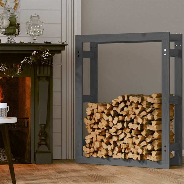 VIDAXL(99691)Meuble À BUCHE étanche - Support pour bois de chauffage Gris 80x25x100 cm Bois de pin - Montage requis