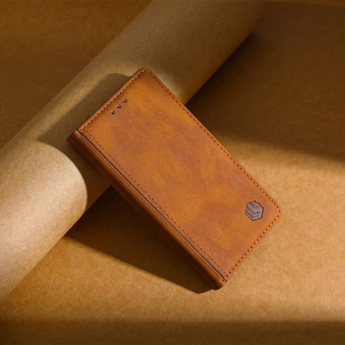 Housse Portable élégante Pour Thomson Friendly TH101 - Marron - Simili-cuir Avec Poches Pour Cartes