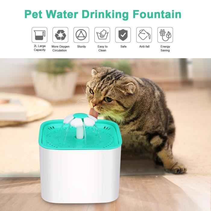 Excelvan Fontaine à Eau Pour Chat Et Chien 2l Distributeur Deau Super Calme Fleur Automatique Bol Deau Pour Chiens Chats Oiseaux