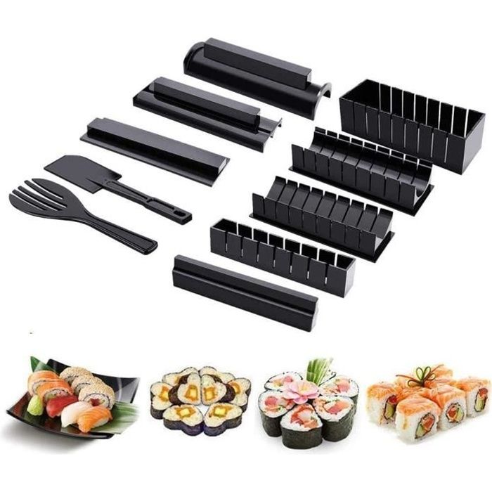 10pcs Kit de Sushi Moules，Moules à Sushi Complets，Kit Asiatique DIY Cuisine  Moule de Boules de Riz（Noir） - Cdiscount Maison
