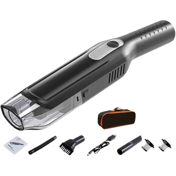 Aspirateur à Main Voiture 22000Pa 4-en-1 - Vidage Automatique, Sans Fil, Argenté Pour Maison Et Animaux