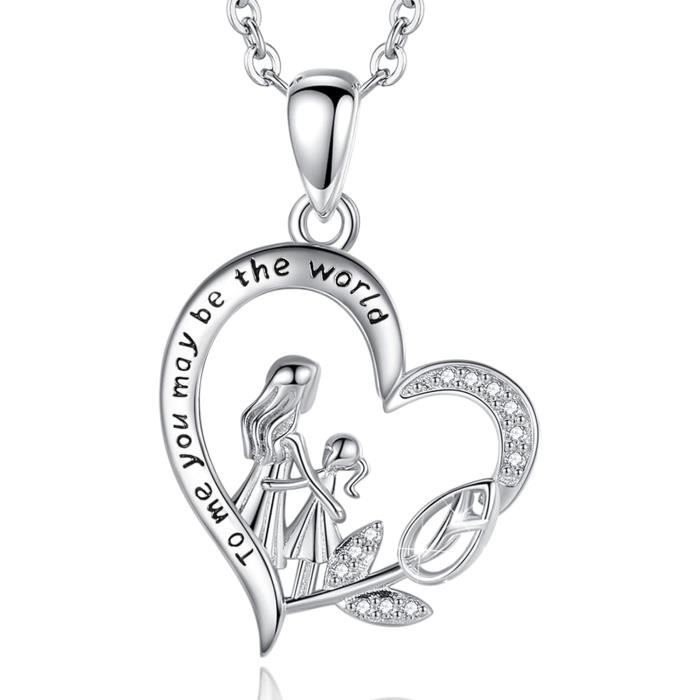 Colliers assortis pour 4, collier cœur en argent sterling 925, collier sœur pour 5, collier d