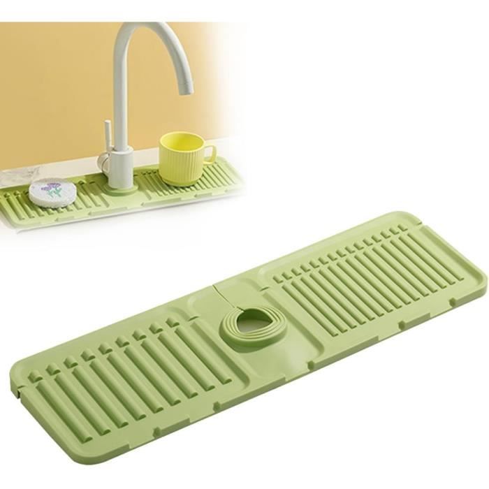 Tapis de protection anti-éclaboussures en silicone pour robinet d'évier de cuisine, salle de bain, ferme (76,2 x 14 cm) (noir Tapis de protection anti-éclaboussures en silicone pour robinet d'évier de cuisine, salle de bain, ferme (76,2 x 14 cm) (noir