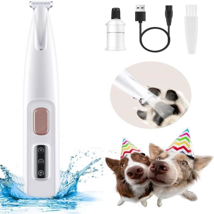 Tondeuse Chien,Tondeuse Rasoir pour Chiens Chat Faible Bruit,Tondeuse étanche et Rechargeable pour Pattes D'animaux Avec Lumière LED