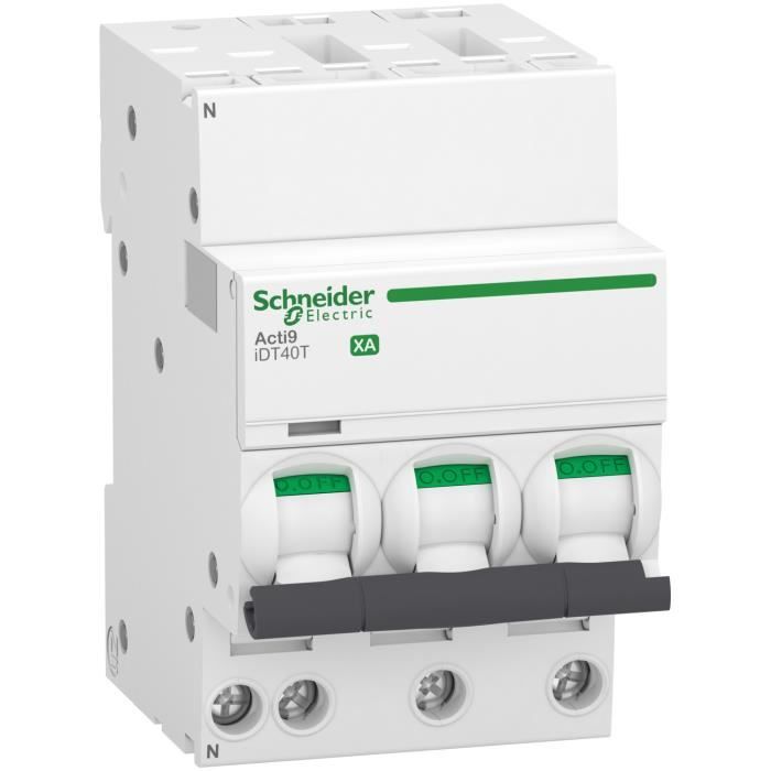 Schneider Electric Acti9 IDT40T – Interruttore Modulare 1P+N 20A Curva C (A9P22620) – 6kA 230V Per Guida DIN