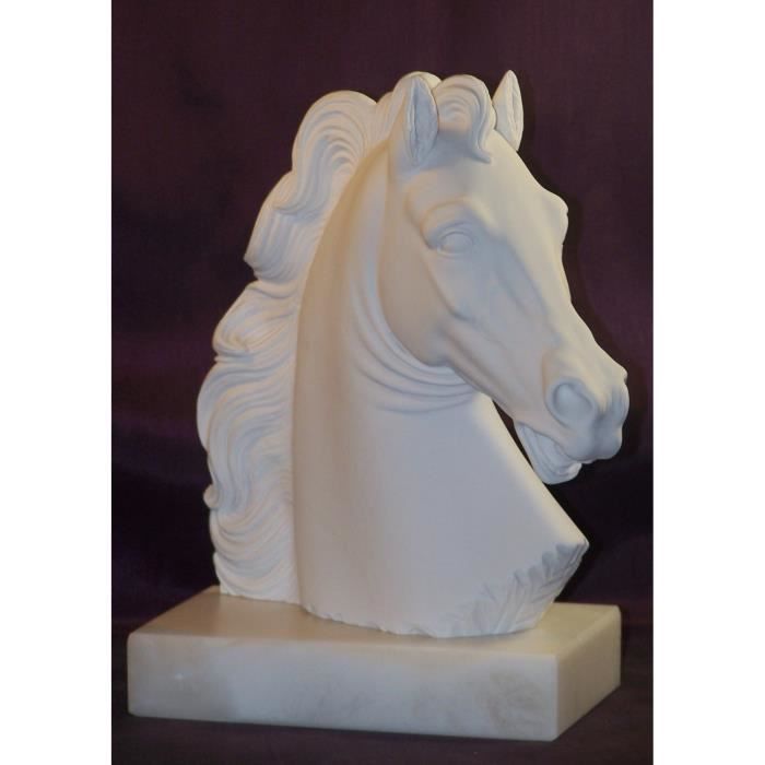 Magnifique paire de serre livres ancien vintage tête de cheval en albâtre