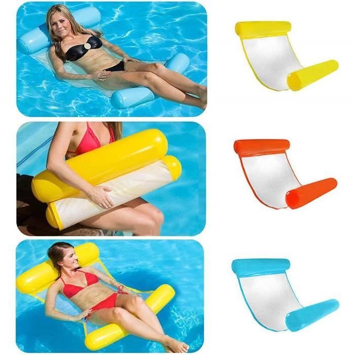 Gonflable Hamac Flottantes pour Piscine Lit Gonflable Compact Portable Tapis de Piscine Chaise Longue Gonflable de Luxe-Orange