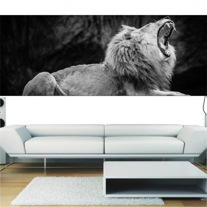Stickers Panoramique Deco Lion Qui Rugit Tete De Lit 2x86cm Cdiscount Maison