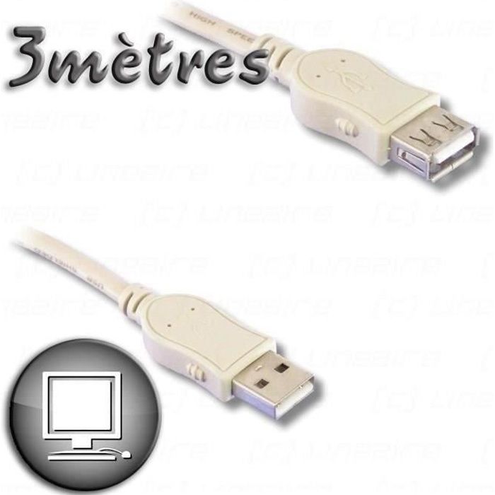 Câble Rallonge USB 2.0 A mâle / A femelle 3m