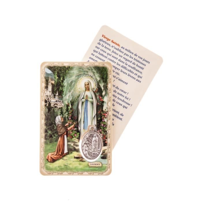 Médaille Religieuse Sainte-Marie Avec Carte De Prière Plastifiée Format CB - Protection, Foi, Cadeau Baptême/communion