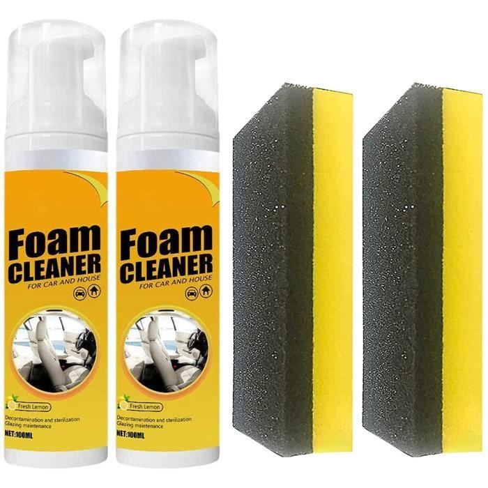  Multipurpose Foam Cleaner Spray, Foam Cleaner for car and House  Lemon Flavor, Leather Decontamination, Multi-Functional Foam Cleaner,  Cleaning Spray for Car Interior Ceiling Leather Seat (2Pcs(2*100ML)) :  Automotive