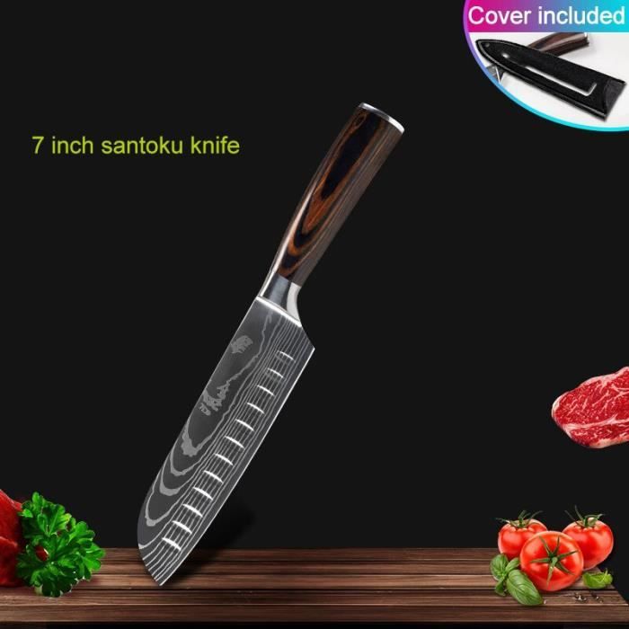 (7 inch santoku knife)Ensemble de couteaux de cuisine japonais