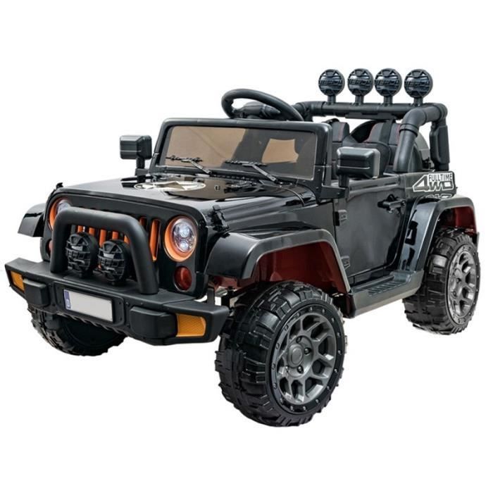Voiture Electrique 2 Places 12v Jeep Fulltime Noire Metallisee