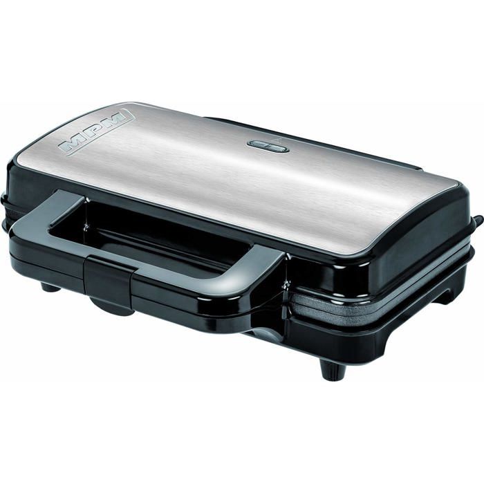 Gaufrier Professionnel pour 2 Gaufres Belges Épaisses Plaques Antiadhésives MPM MGO-20M 1000W Noir/Argent