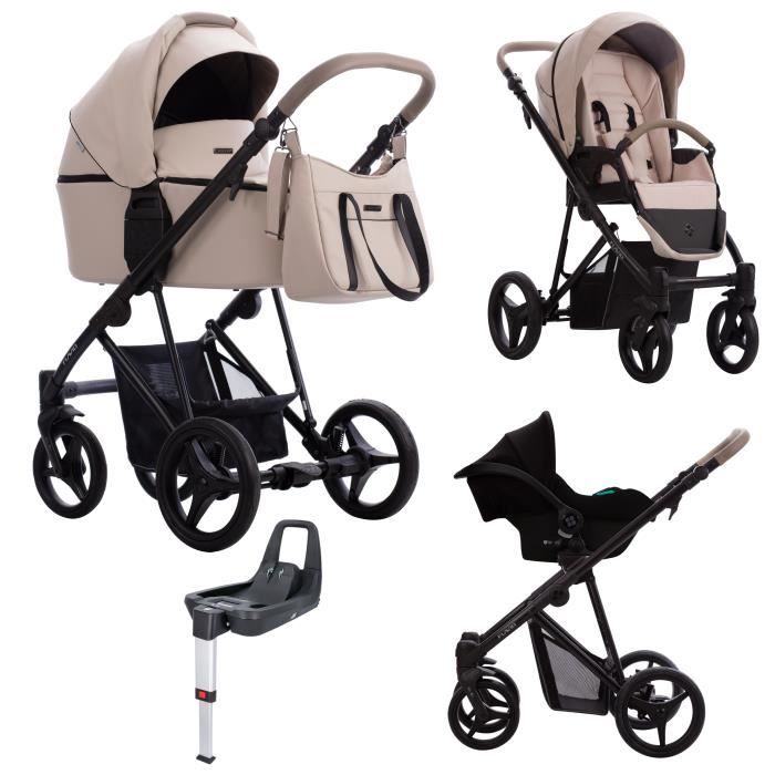 Bebetto Flavio PRO ISOFIX - Poussette 4 en 1 - Sable - Landau, poussette promenade, siège-auto i-Size Groupe 0+, base ISOFIX iQ.