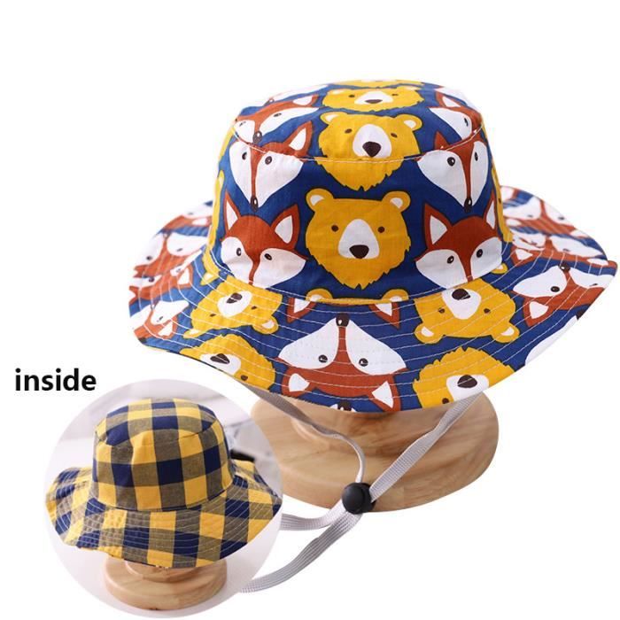 DKDDSSS Lot De 2 Chapeaux De Soleil Bébé/enfant - Tour De Tête 52 Cm, Bord 5 Cm, Réglable - En Coton, Pour 2-4 Ans, Protection UV