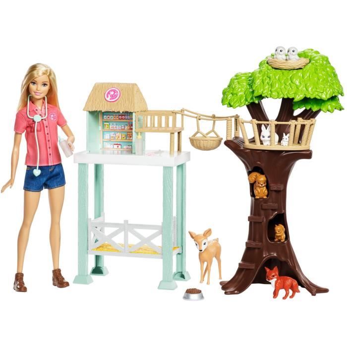 Barbie M tiers Coffret Refuge des Animaux avec poup e blonde