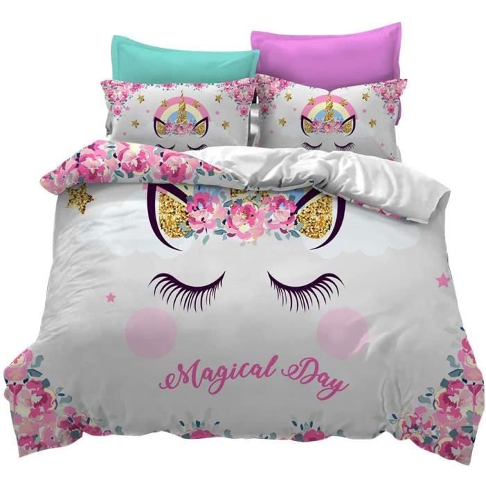 Parure housse de couette licorne 220x240