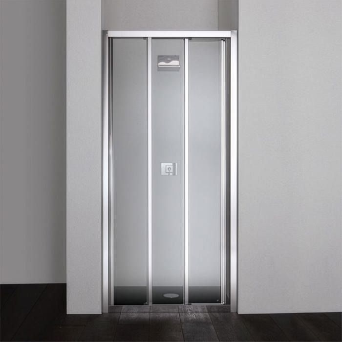 Porte coulissante pour douche en niche de 90 cm avec 3 parois en verre transparent  Star