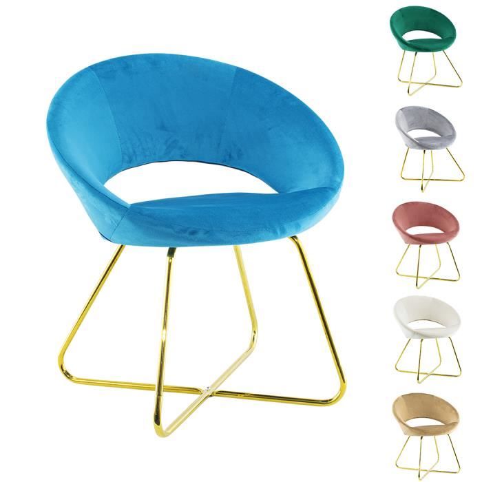 Fauteuil vintage - GRETA - 66x65x68H cm - Velours gris - Pieds dorés - 1 place