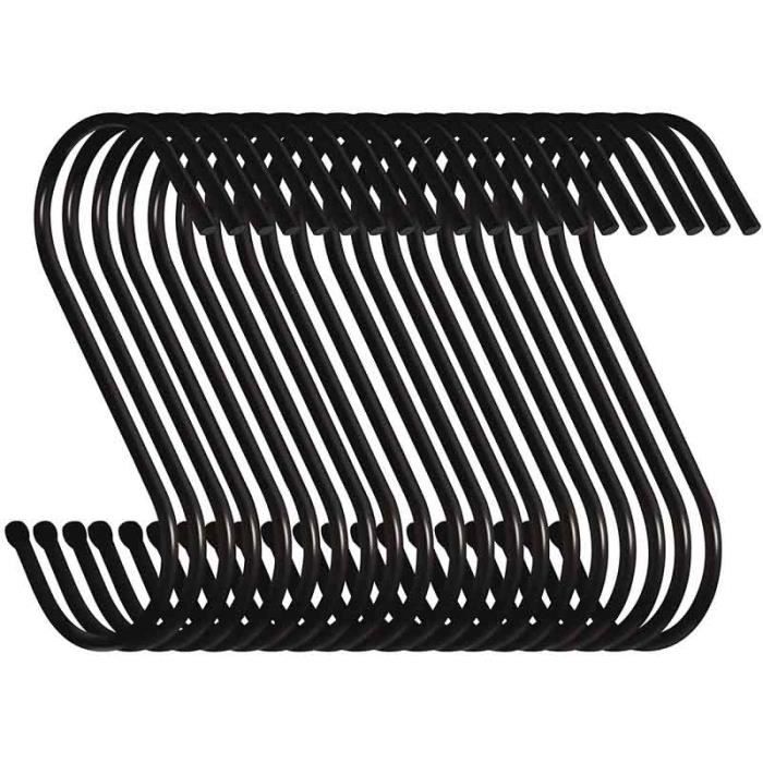 Bolatus Lot de 20 crochets de suspension en forme de S de pour cuisine salle de bain chambre et bureau Noir