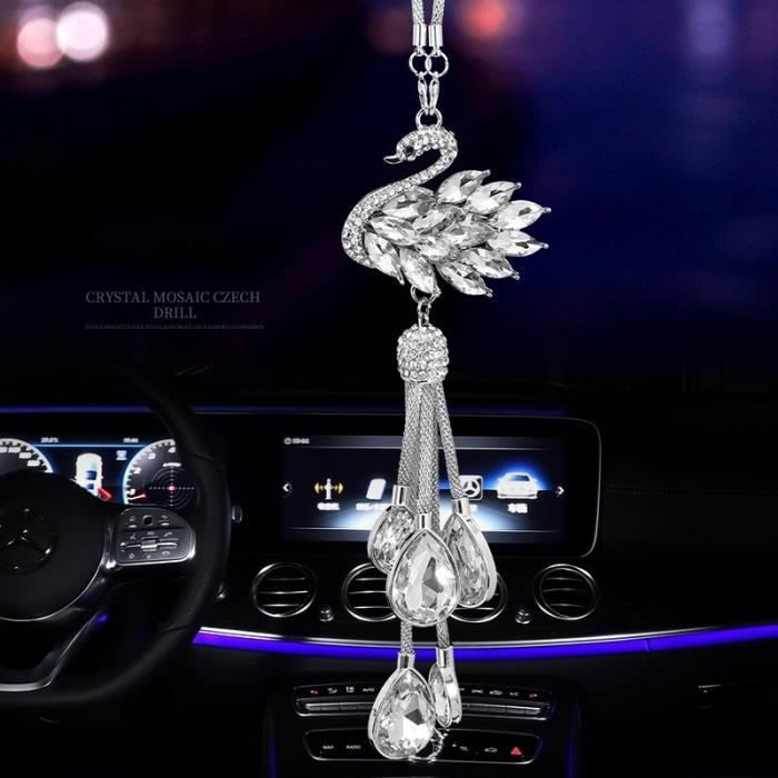 Pendentif Voiture Retroviseur, Élégant Charme De Miroir De Voiture En Strass Breloques Papillon Esthétique Pendentif De Voiture Pour Rétroviseur Pour Femme (Noir