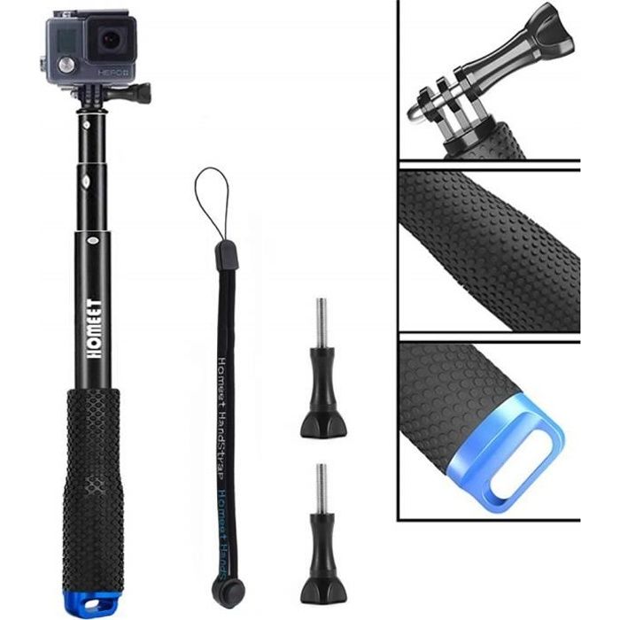 Homeet 49CM Perche Selfie pour GoPro, Selfie Stick Télescopique Perche Étanche pour Caméra d'action SJCAM- Akaso- Garmin Virb- DB