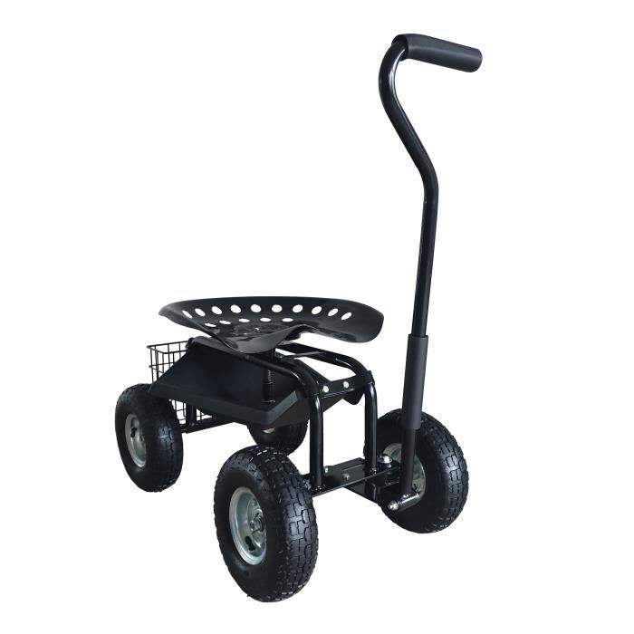 Chariot de jardinage en métal avec siège sur roues - AXI AG22 - Charge max. 150 kg - Noir