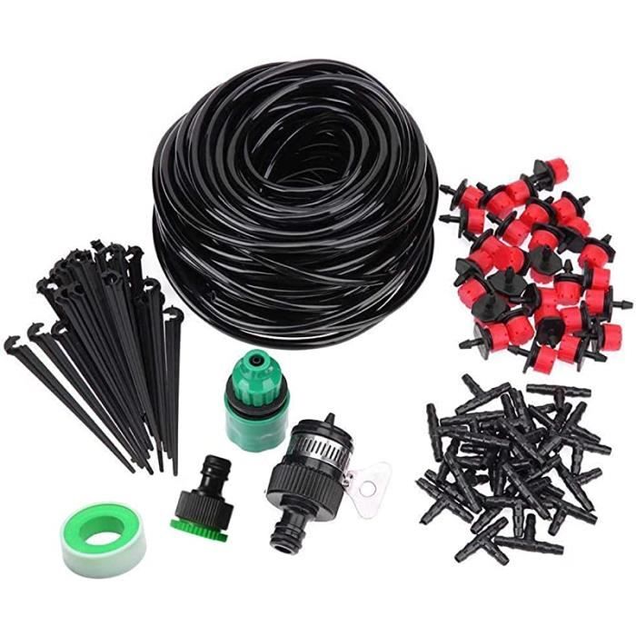 Kit D'irrigation Goutte à Goutte 15m - Système Arrosage Automatique Jardin, Tuyau Métallique, Buses 360